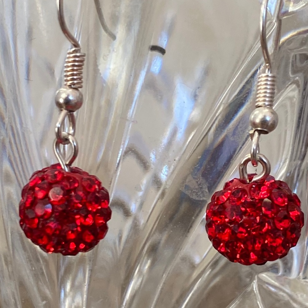 Handcrafted RED sphere earrings